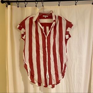 Madewell Red and White Striped Button down